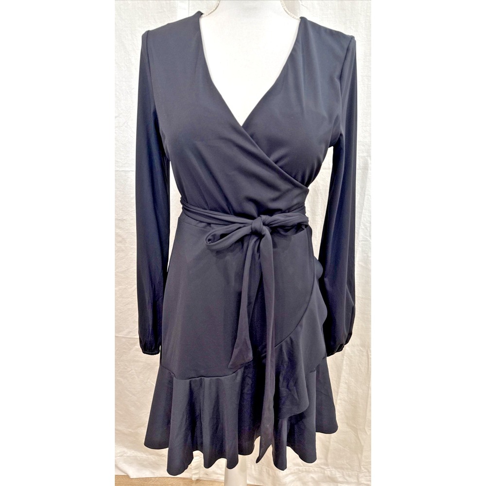 Halara Wrap Dress Cloudful Air SZ Large Ballet Dance Comfort Travel Black